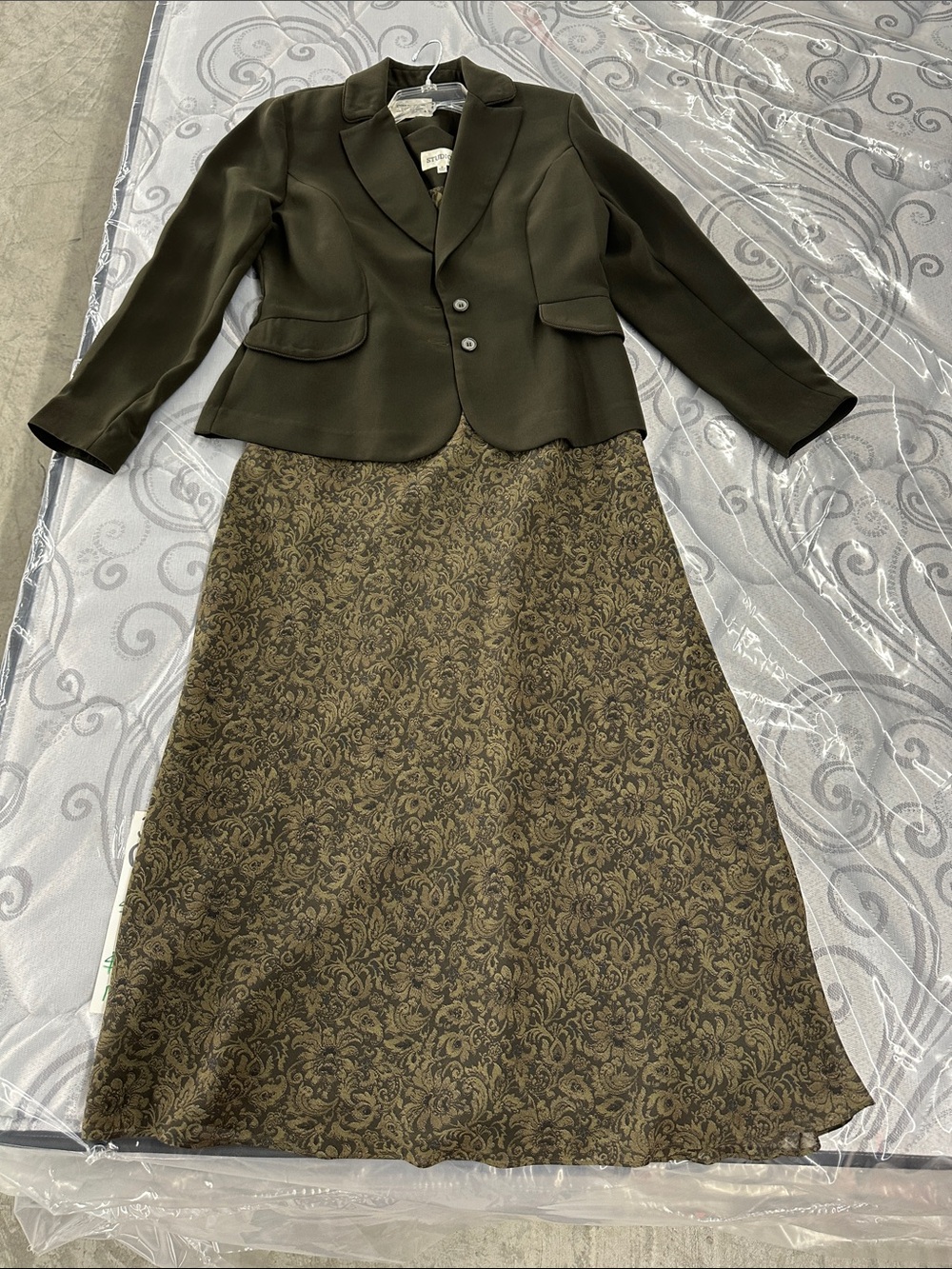 Women's Olive Green Patterned A-Line Skirt w